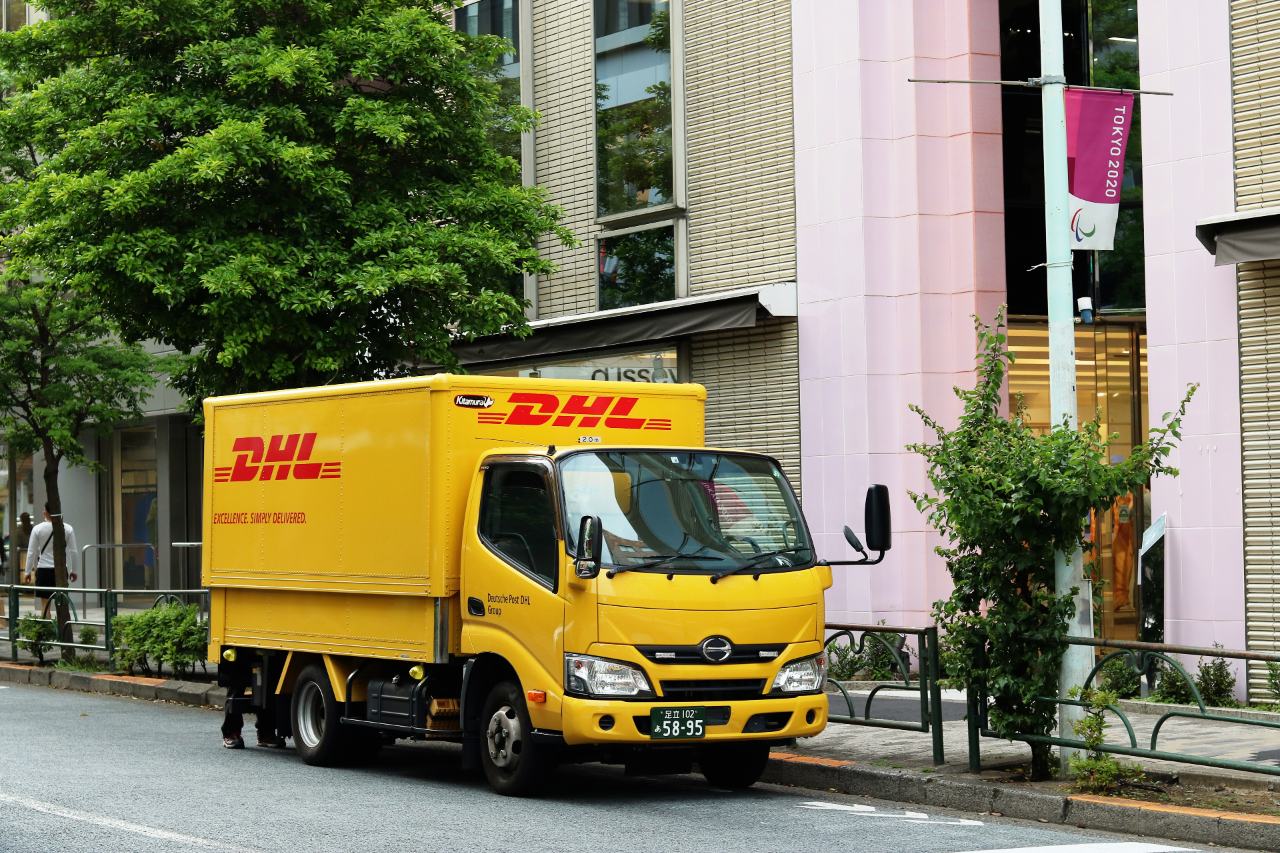 Delivery truck from DHL logistics company in Japan