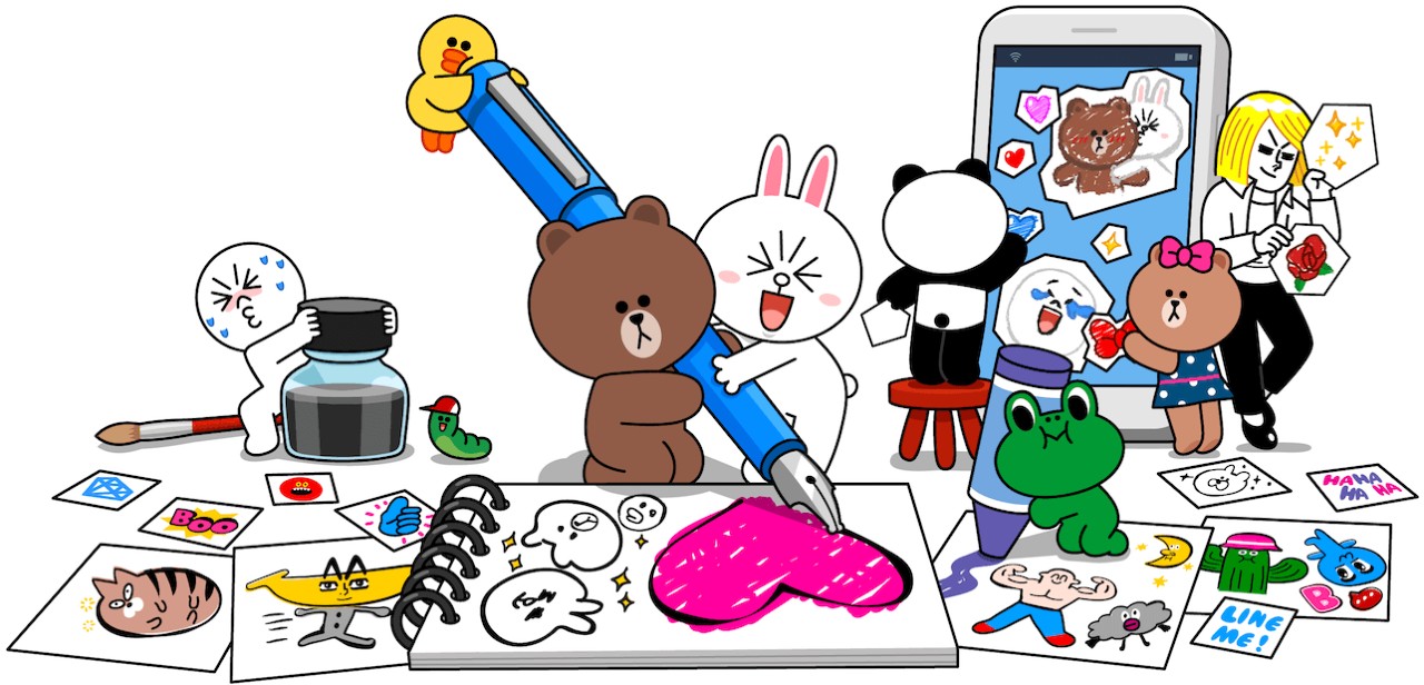 Example of LINE Stickers used for LINE advertising in Japan