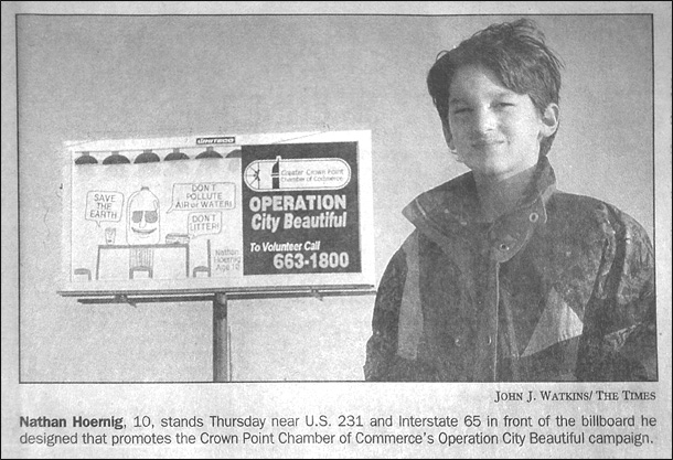 Nathan Hoernig Fifth Grade Newspaper Clipping