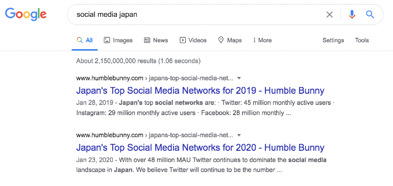 Example of SEO in Japan