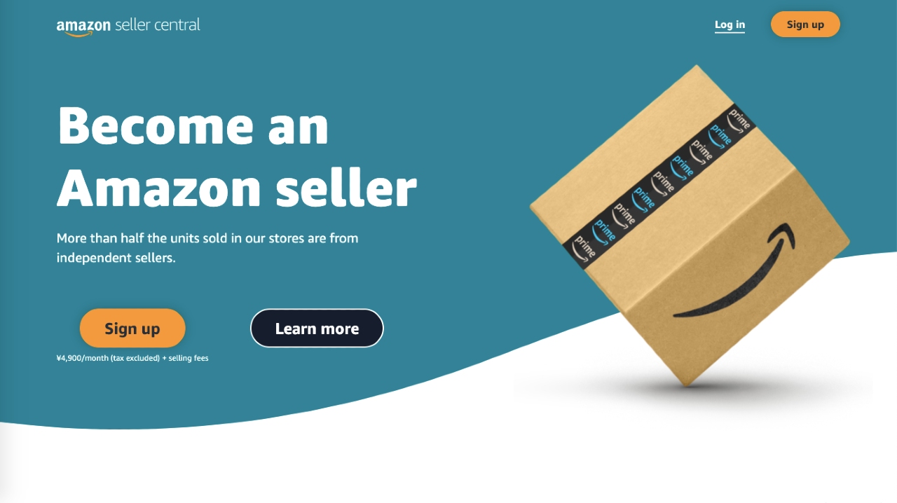 Screenshot of official promotional page for becoming an Amazon seller in Japan